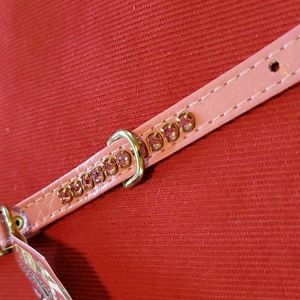 Dog collar pink with rhinestones size 8
